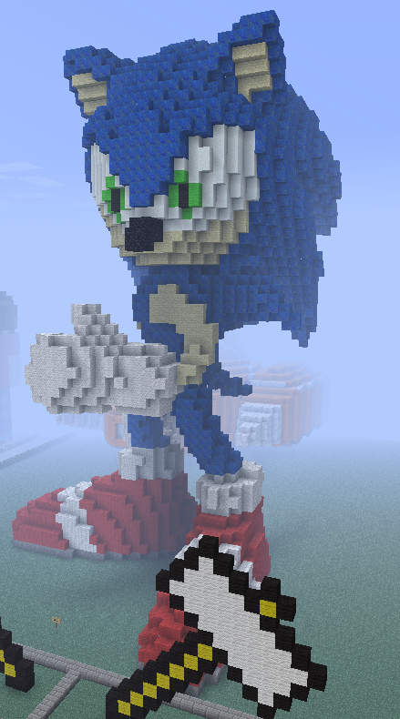 Minecraft Statue - Sonic