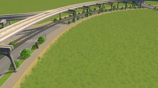 Steam: 2-Lane Monorail road with plants